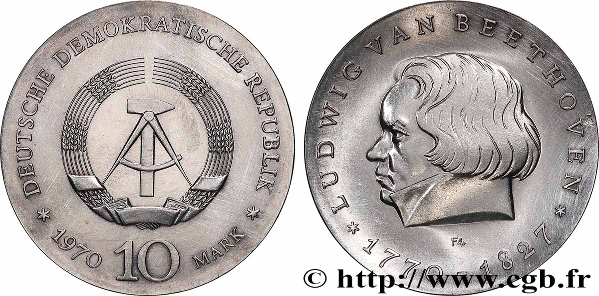 DEUTSCHE DEMOKRATISCHE REPUBLIK 10 Mark Ludwig Van Beethoven 1970 Berlin VZ