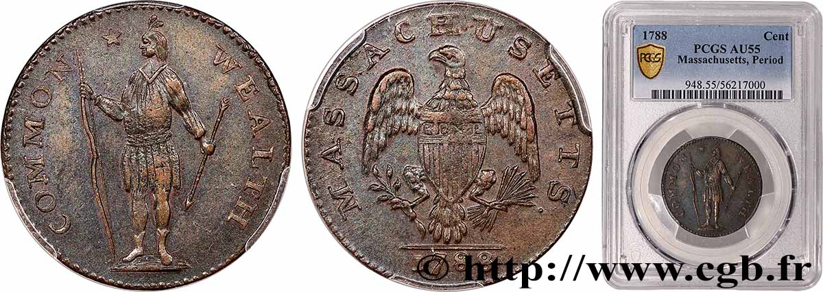 ÉTATS-UNIS D AMÉRIQUE 1 cents Massachusetts, period 1788 SUP55 PCGS