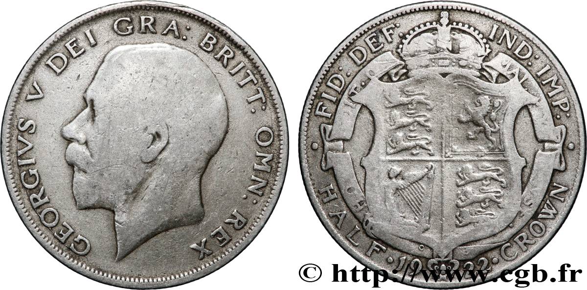 ROYAUME-UNI 1/2 Crown Georges V 1922 Londres TB