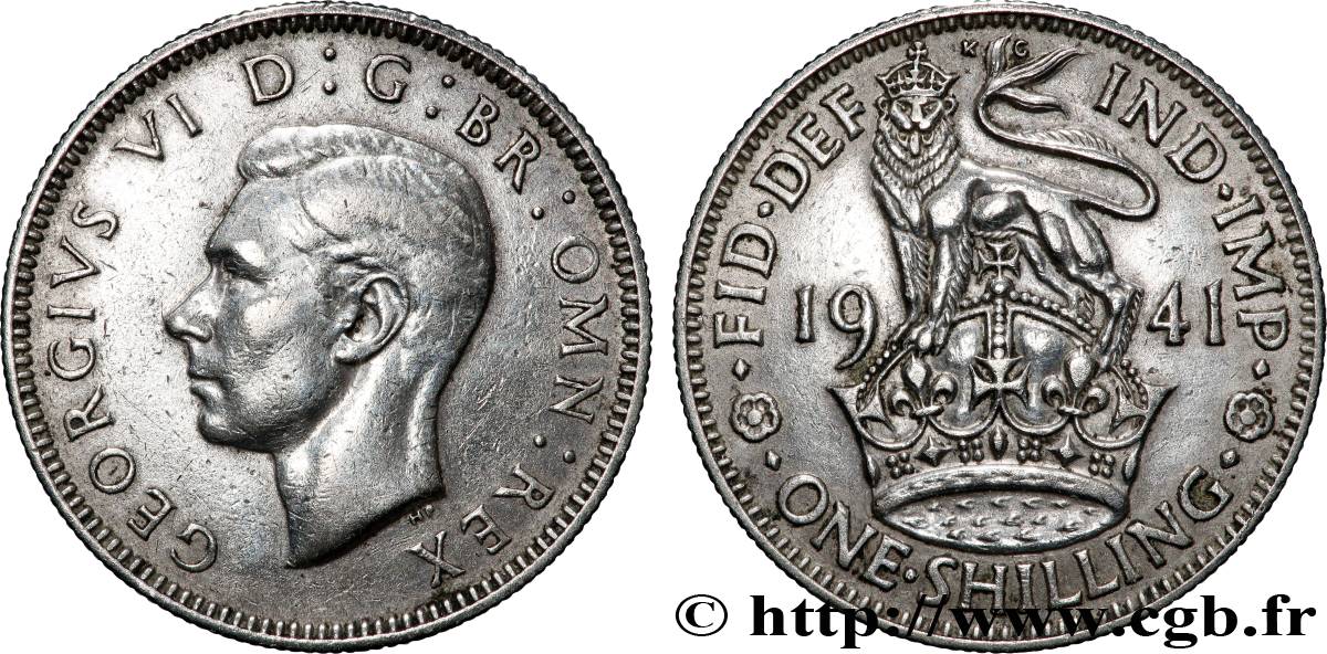 ROYAUME-UNI 1 Shilling Georges VI “England reverse” 1941 Londres TTB