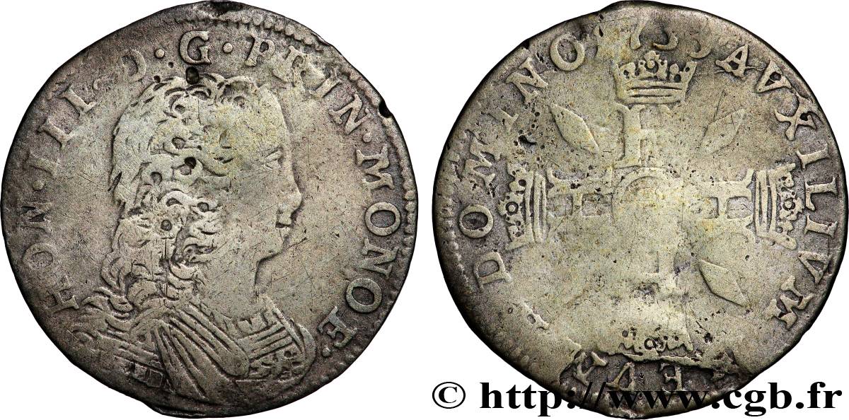 MONACO - PRINCIPAUTÉ DE MONACO - HONORÉ III 1/2 Pezzetta 1735 Monaco B+