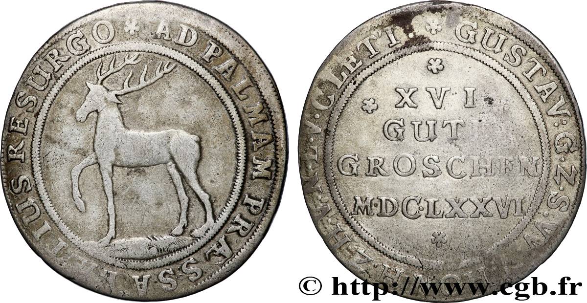 ALLEMAGNE - SAYN-WITTGENSTEIN-HOHENSTEIN 16 Groschen - Gustav (1676) Ellrich XF