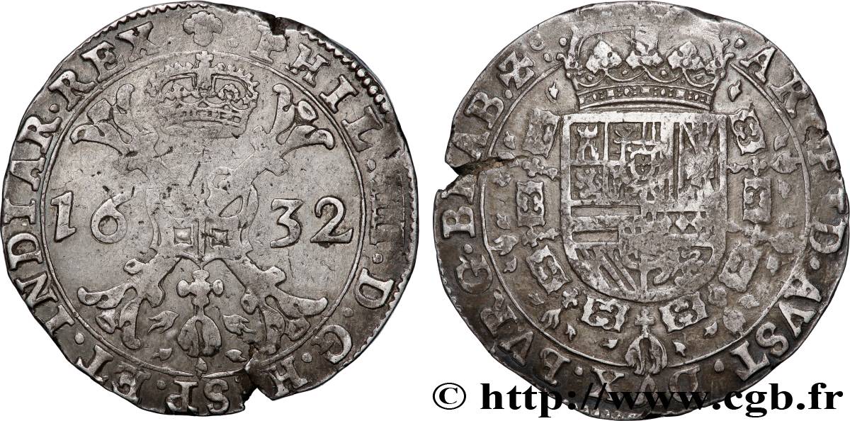 PAYS-BAS ESPAGNOLS - DUCHÉ DE BRABANT - PHILIPPE IV 1 Patagon 1632 Bruxelles TTB