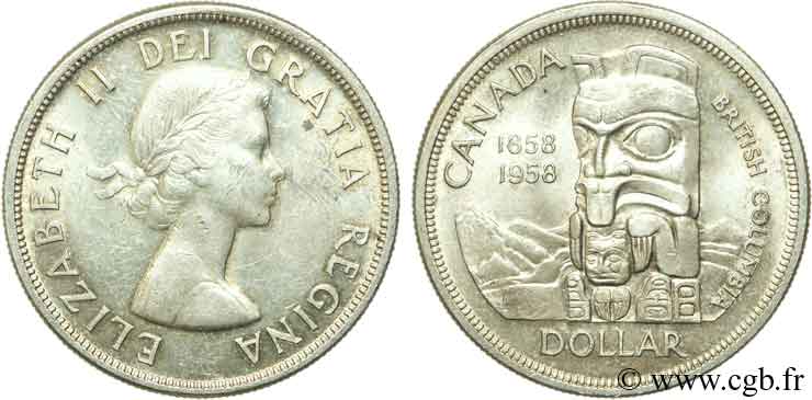 CANADA 1 Dollar Elisabeth II / Colombie Britannique 1958  SUP 