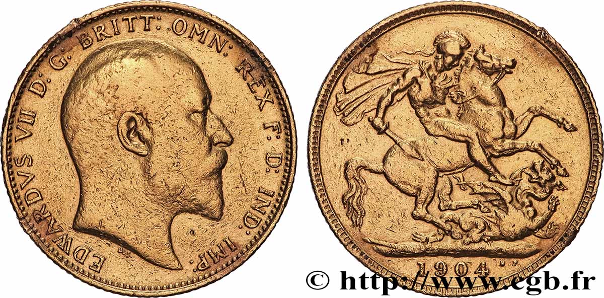 GOLD, PALLADIUM & PLATINUM INVESTMENT 1 Souverain Edouard VII 1904 Londres XF