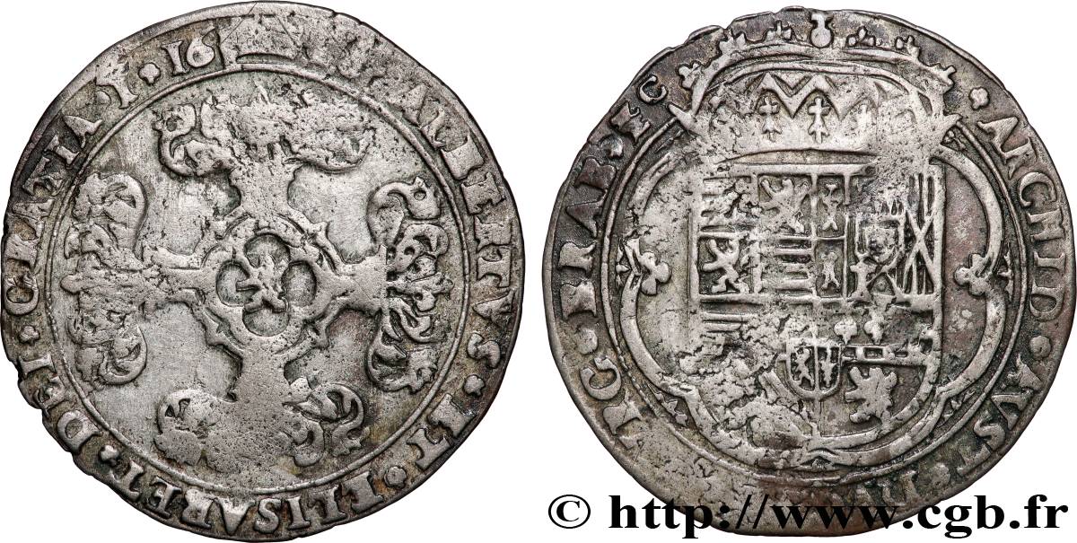 PAYS-BAS ESPAGNOLS - BRABANT - DUCHÉ DE BRABANT - ALBERT ET ISABELLE Trois patards 1618 Bois-le-duc VF