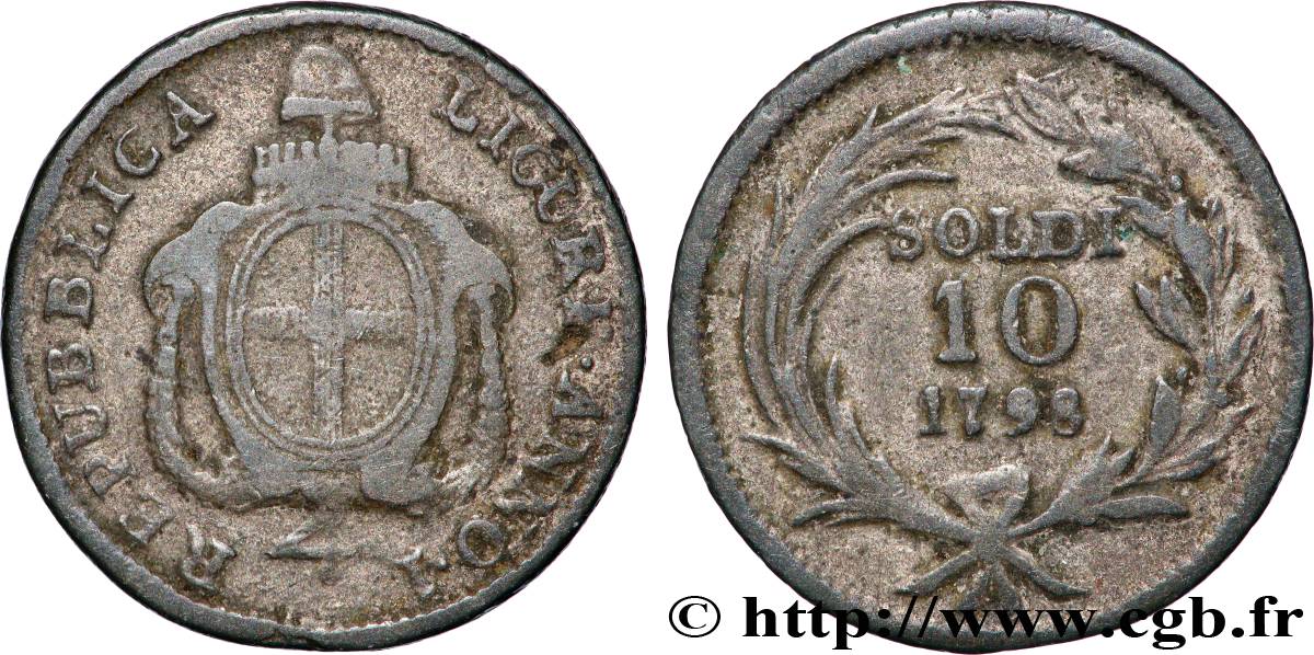 ITALIE - LIGURIE 10 (Dieci) Soldi 1798 TB+