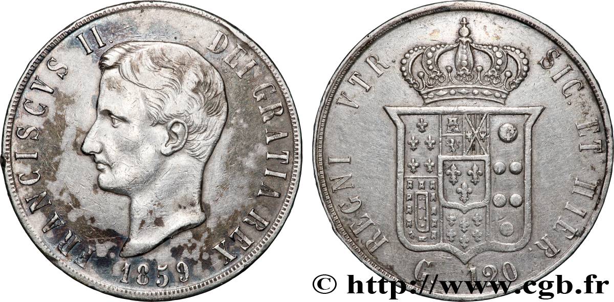 ITALIE - ROYAUME DES DEUX-SICILES - FRANÇOIS II 120 Grana 1859 Naples TTB