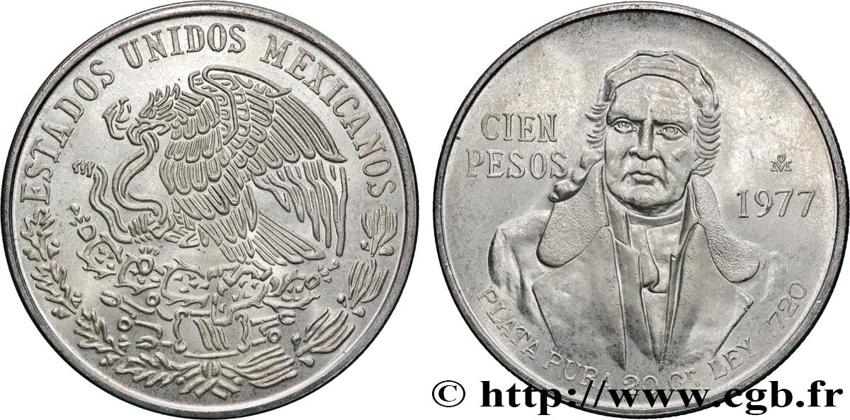 MEXICO 100 Pesos 1977 Mexico AU