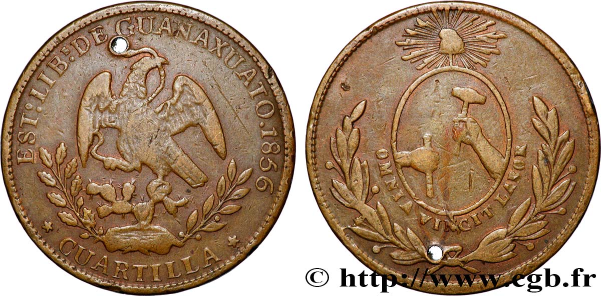 MEXIKO 1/4 Real “Quartilla” Guanajuato 1856 Guanajuato fSS