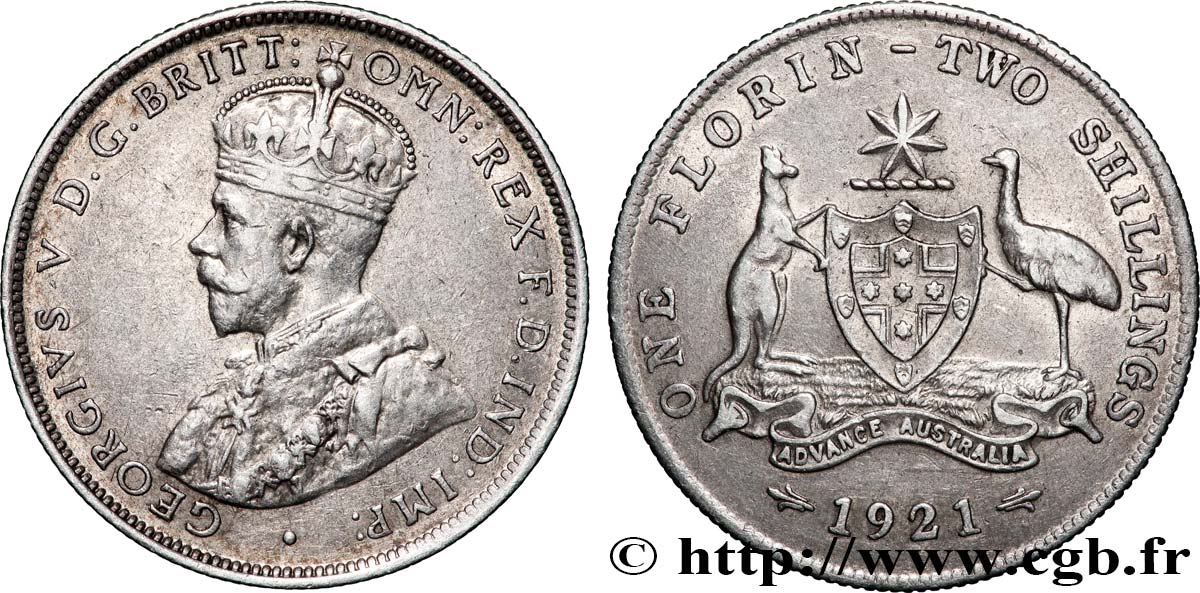AUSTRALIA 1 Florin (2 Shillings) Georges V 1921 XF