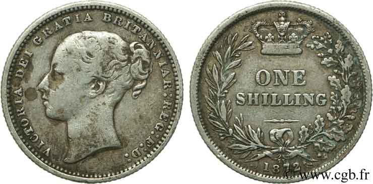ROYAUME-UNI 1 Shilling Victoria 1872  TB 