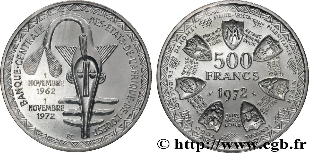 WESTAFRIKANISCHE LÄNDER 500 Francs BCEAO 1972 Paris ST