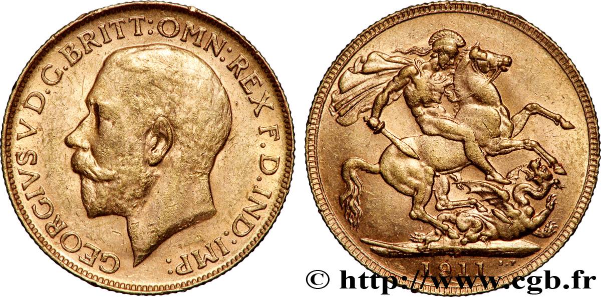 GOLD-, PALLADIUM- UND PLATIN-INVESTITIONEN 1 Souverain Georges V 1911 Perth fVZ