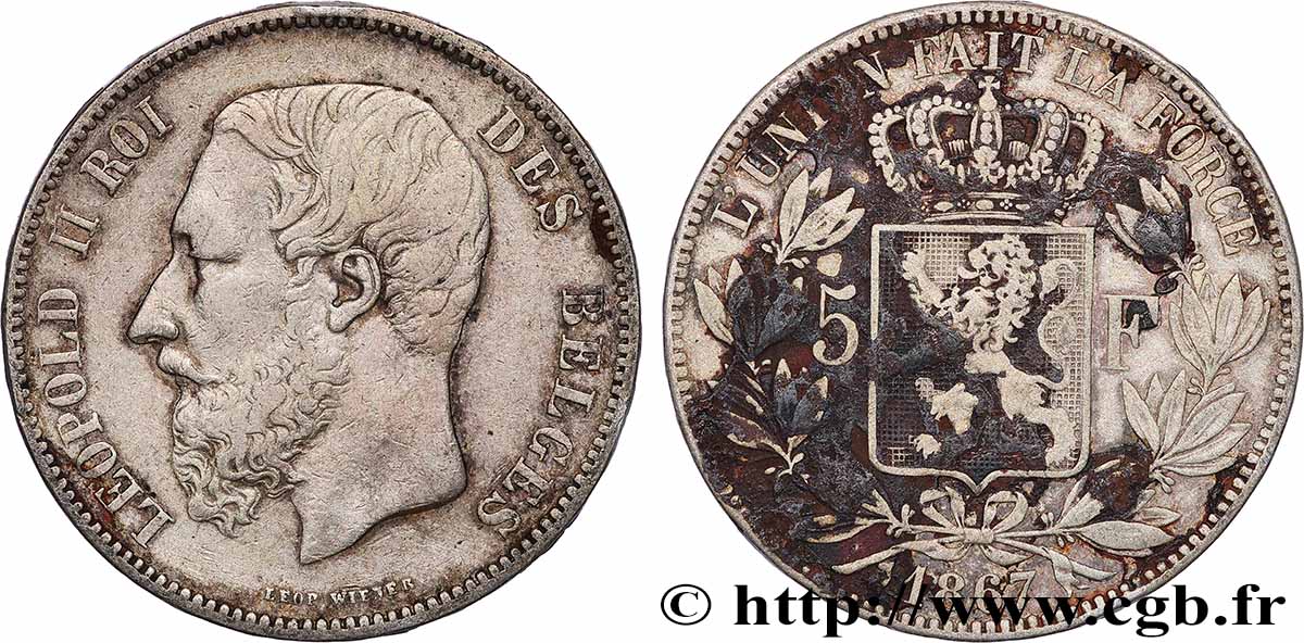 ARGENTO INVESTIMENTO 5 Francs 1867 Bruxelles BB