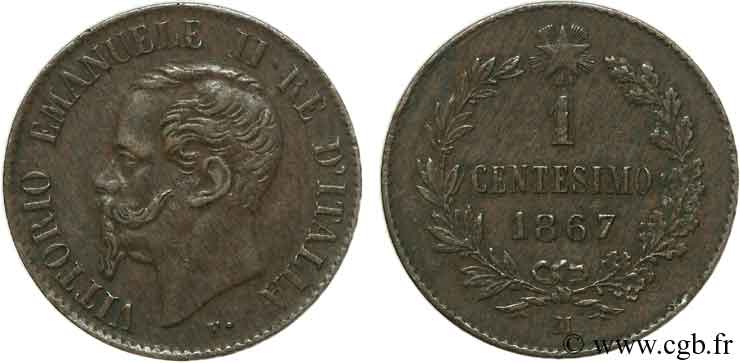 ITALIE 1 Centesimo Victor Emmanuel II 1867 Milan - M SUP 