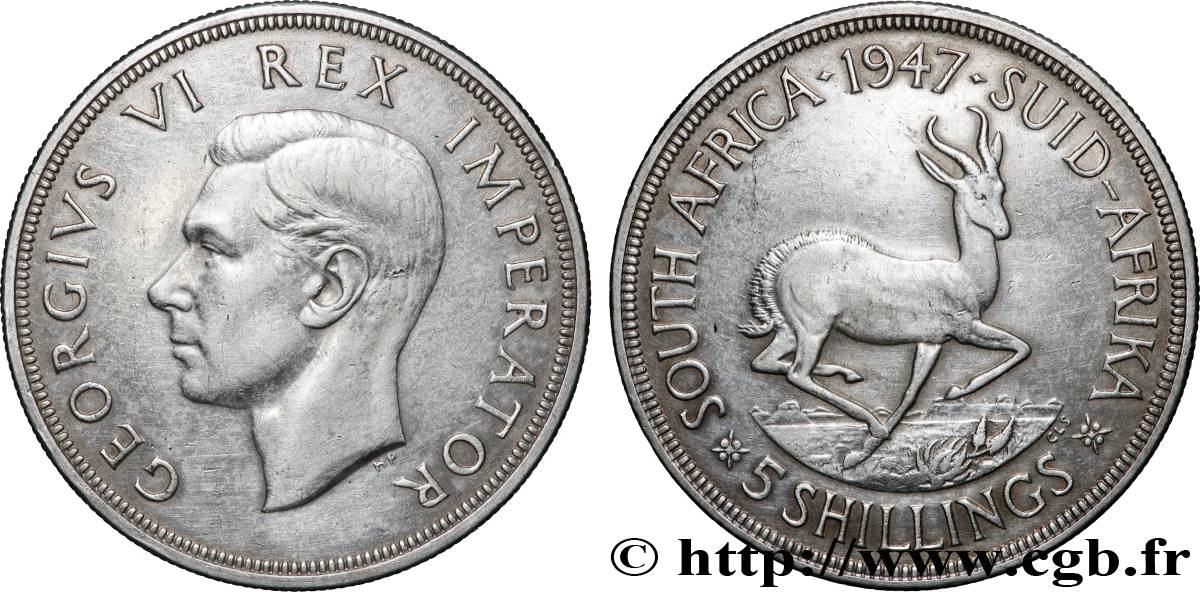 SOUTH AFRICA 5 Shillings Georges VI 1947 Pretoria AU