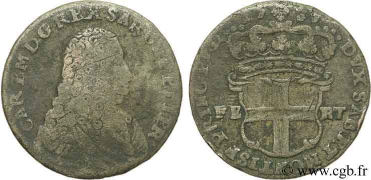 ITALIE - ROYAUME DE SARDAIGNE 20 Soldi Charles Emmanuel III, Roi de Sardaigne 1739 Turin B 
