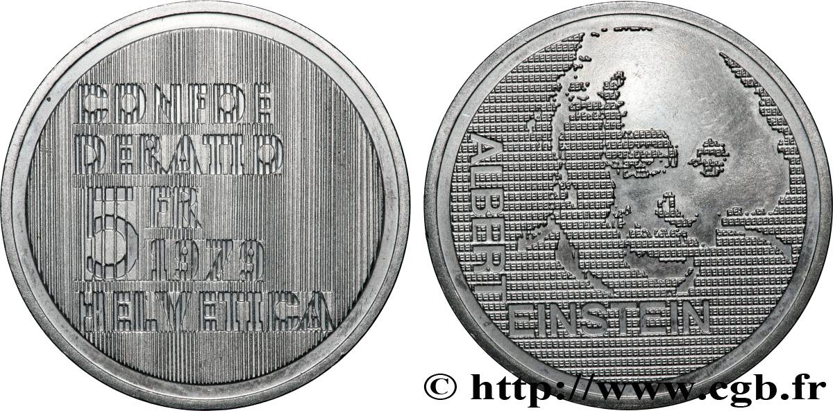 SUISSE 5 Francs centenaire de la naissance d’Albert Einstein, portrait 1979 Berne SUP