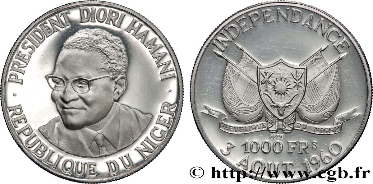 NIGER - REPUBLIK - HAMANI DIORI Essai de 1000 Francs 1960 Paris fST