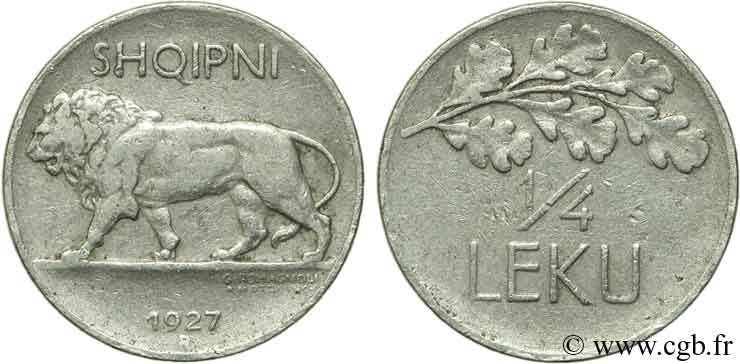 ALBANIE 1/4 Leku lion 1927 Rome - R TB+ 