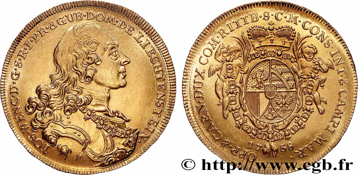LIECHTENSTEIN 1 Ducat Joseph Wenzel, refrappe 1758 Munich VZ PCGS