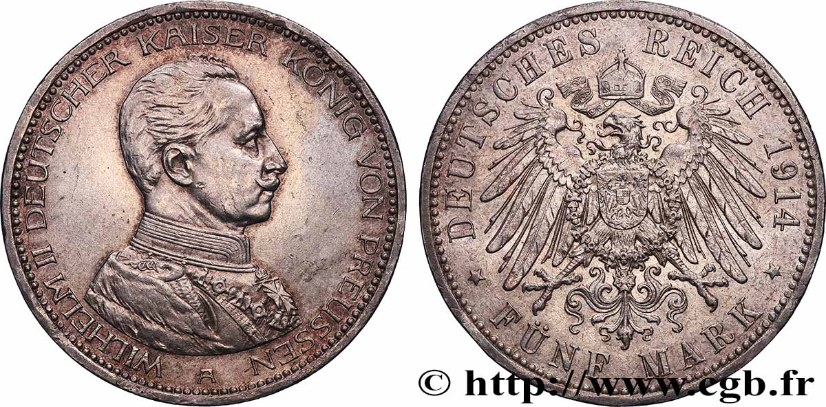 DEUTSCHLAND - PREUßEN 5 Mark Guillaume II 1914 Berlin VZ