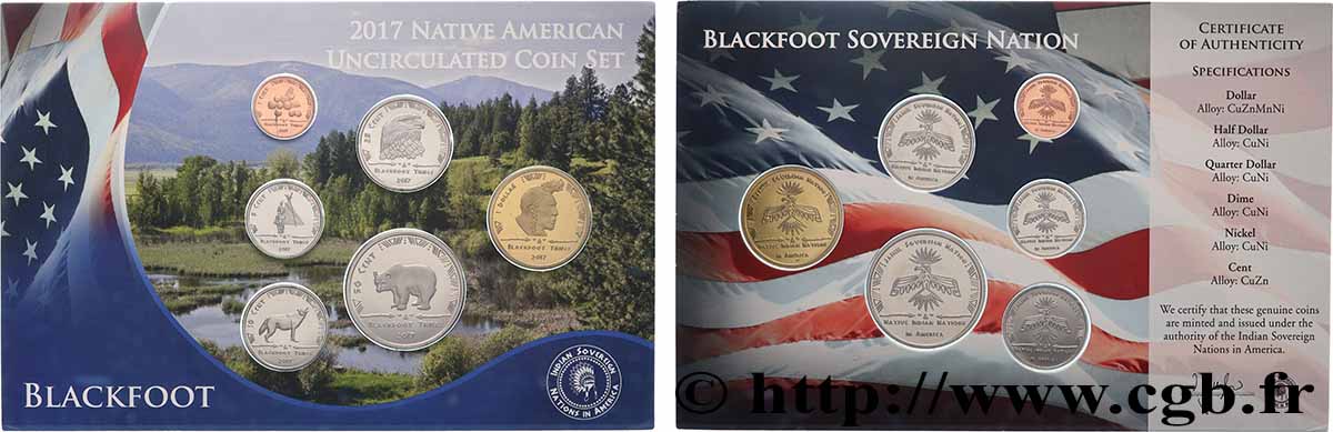 STATI UNITI D AMERICA - Tribù Indiane Série de 6 monnaies Blackfoot 2017 FDC