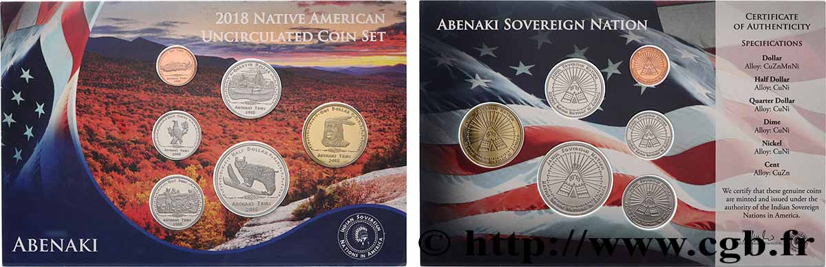 UNITED STATES OF AMERICA - Native Tribes Série de 6 monnaies Abenaki 2018 MS