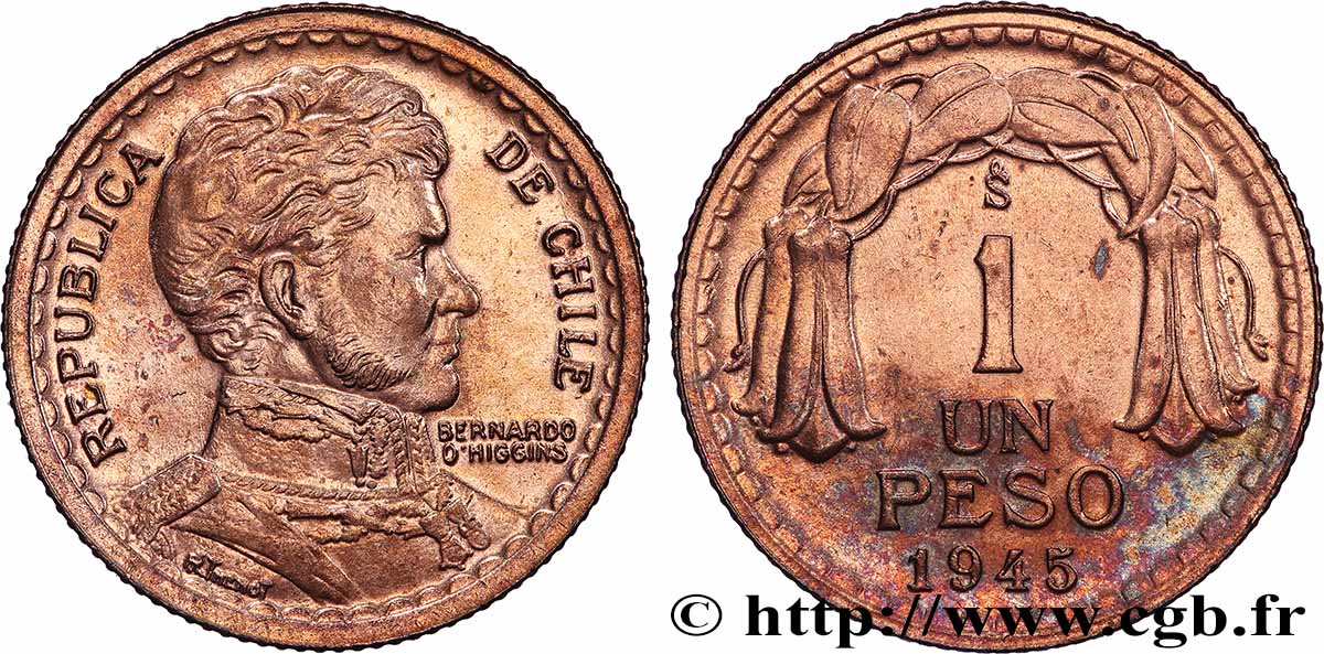 CHILE
1 Peso 1945 Santiago fST
