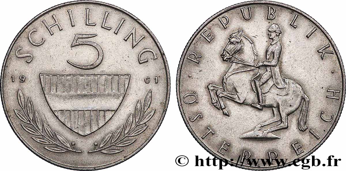 AUSTRIA 5 Schilling 1961 Vienne AU
