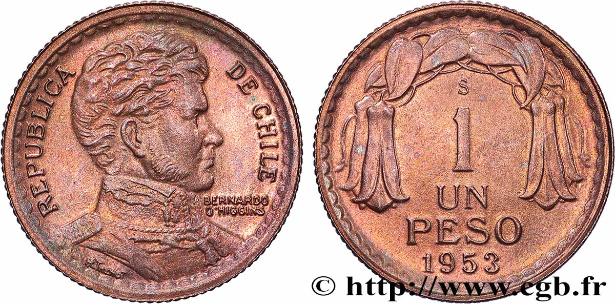 CHILE
1 Peso 1953 Santiago fST
