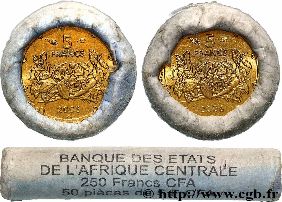 ZENTRALAFRIKANISCHE LÄNDER Rouleau 5 Francs CEMAC fruits tropicaux 2006 Paris fST