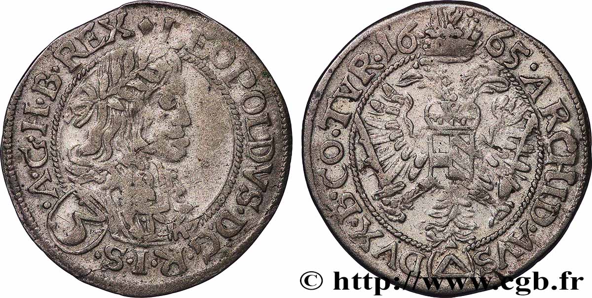 AUSTRIA - LEOPOLD I 3 Kreuzer 1665 Neuburg am Inn VF