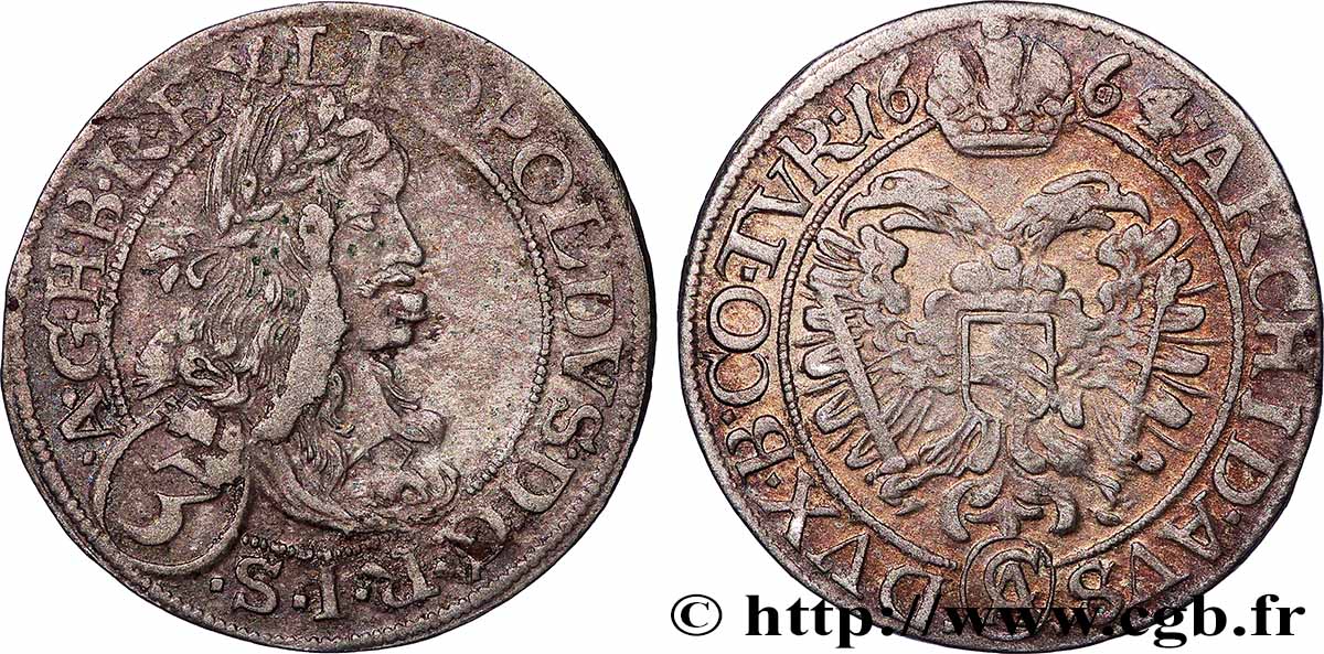 AUSTRIA - LEOPOLD I 3 Kreuzer 1664 Vienne VF