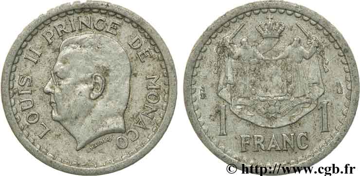 MONACO 1 franc (1943) Paris TB 