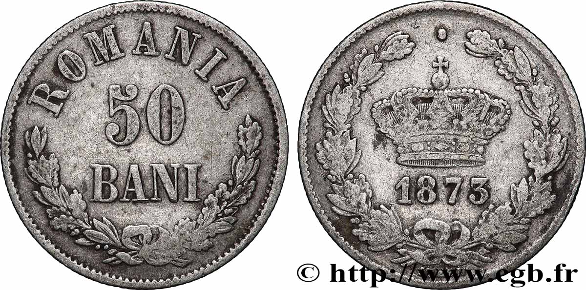 ROUMANIE 50 Bani 1873 Bruxelles TB+