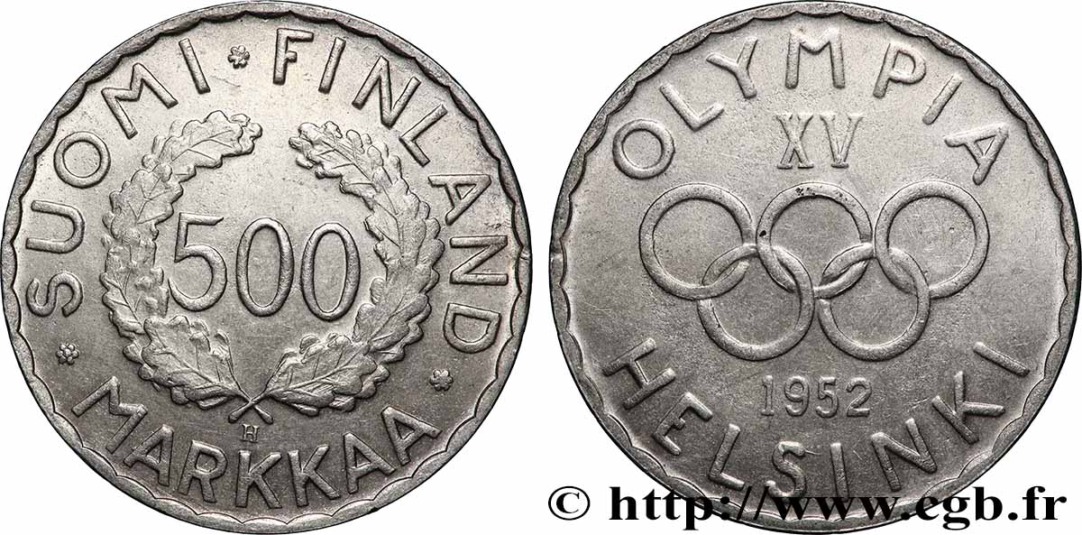 FINLANDIA 500 Markkaa Jeux Olympiques d’hiver Helsinki 1952 1952 Helsinki SPL