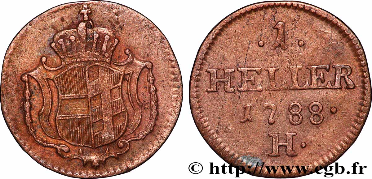 ALLEMAGNE - BURGAU 1 Heller 1788 Günzburg TTB