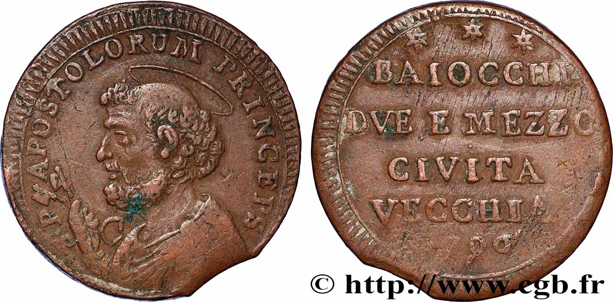 VATIKANSTAAT UND KIRCHENSTAAT 2 1/2 Baiocchi St Pierre 1796 Rome SS
