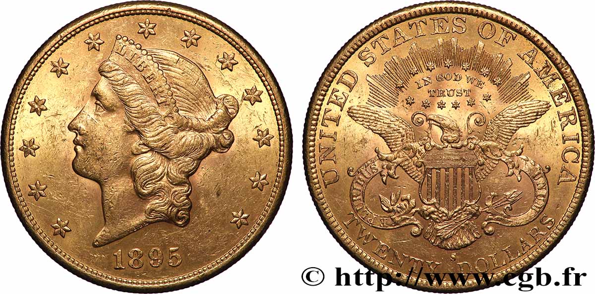 GOLD, PALLADIUM & PLATINUM INVESTMENT 20 Dollars Liberty 1895 San Francisco AU