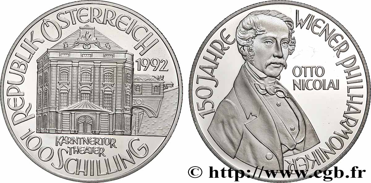 ARGENT D INVESTISSEMENT 100 Schilling Otto Nicolai 1992 SPL