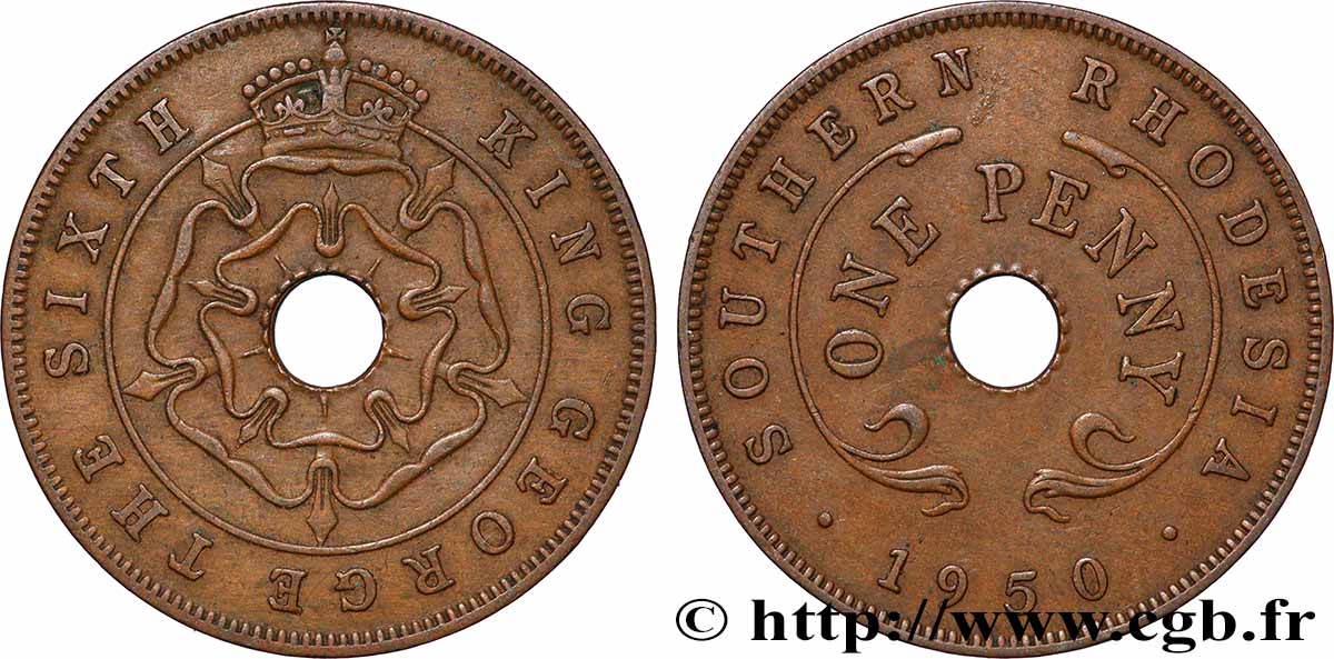 RHODÉSIE DU SUD 1 Penny Georges VI 1950 Londres TTB+