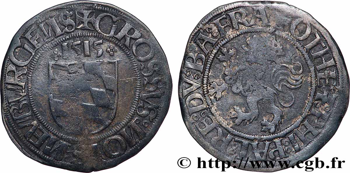 SAINT-EMPIRE ROMAIN GERMANIQUE - DUCHÉ DU PALATINAT NEUBOURG - OTHON HENRI ET PHILIPPE 1/2 Batzen 1515 VF