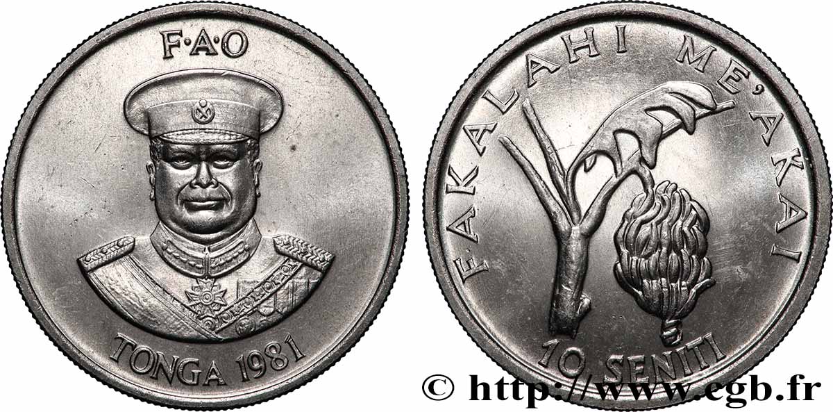TONGA 10 Seniti série FAO 1981 Canberra MS