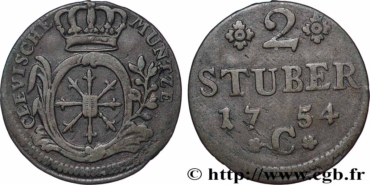 ALLEMAGNE - PRUSSE 2 Stuber Frédéric II 1754 Königsberg TTB