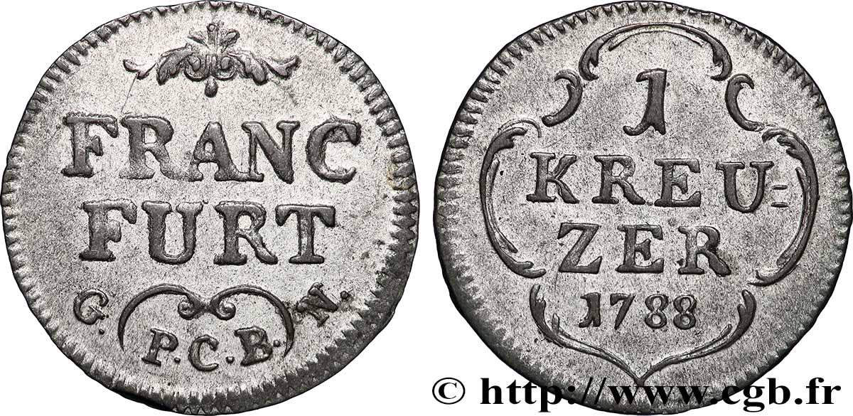 ALLEMAGNE - VILLE LIBRE DE FRANCFORT 1 Kreuzer 1788 Francfort fVZ