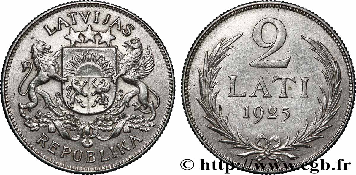 LATVIA 2 Lati emblème 1925 Londres AU