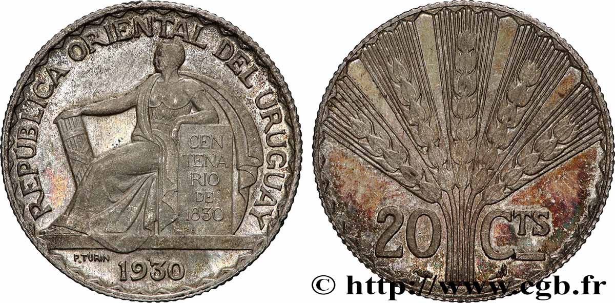 URUGUAY 20 Centesimos Turin 1930 Paris SPL