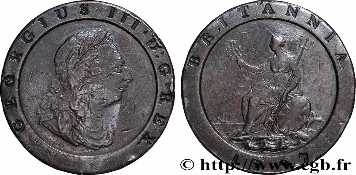 VEREINIGTEN KÖNIGREICH 2 Pence Georges III 1797 Londres fSS